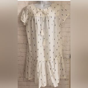 NEW Star Mela From Anthropologie White Cotton Relaxed Tiered Dress Sz.S Ret $235